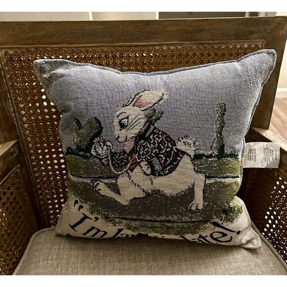 Alice In Wonderland Tea Party Tapestry Pillow folk art Reversible Rare Unique - Picture 3 of 7